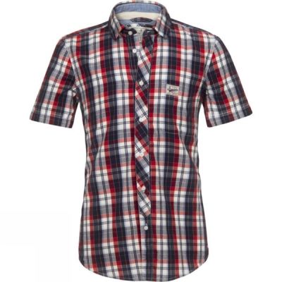 Camisa Brakeburn Purbeck Manga Corta Hombre Azul Marino / Rojas - Chile GDZ709164